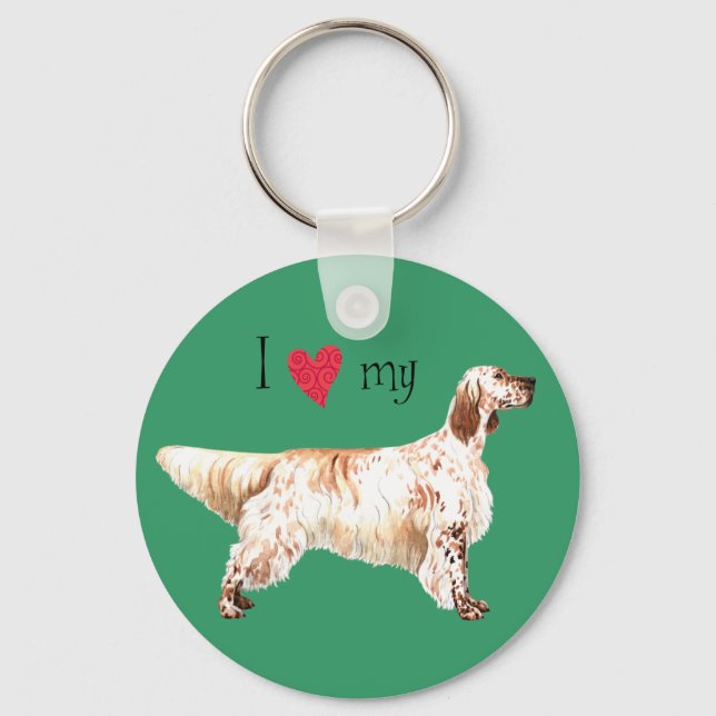 I Love my English Setter Key Ring (Front)