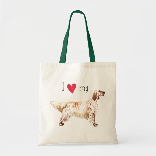 I Love my English Setter Tote Bag (Front)