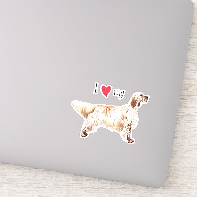 I Love my English Setter Vinyl Sticker (Detail)