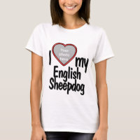 I Love My English Sheepdog - Red Heart Dog Photo