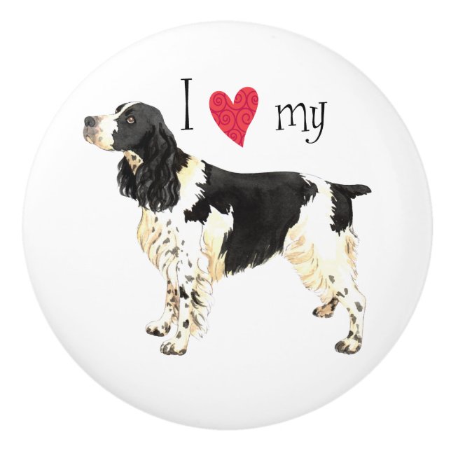 I Love my English Springer Spaniel Ceramic Knob (Front)