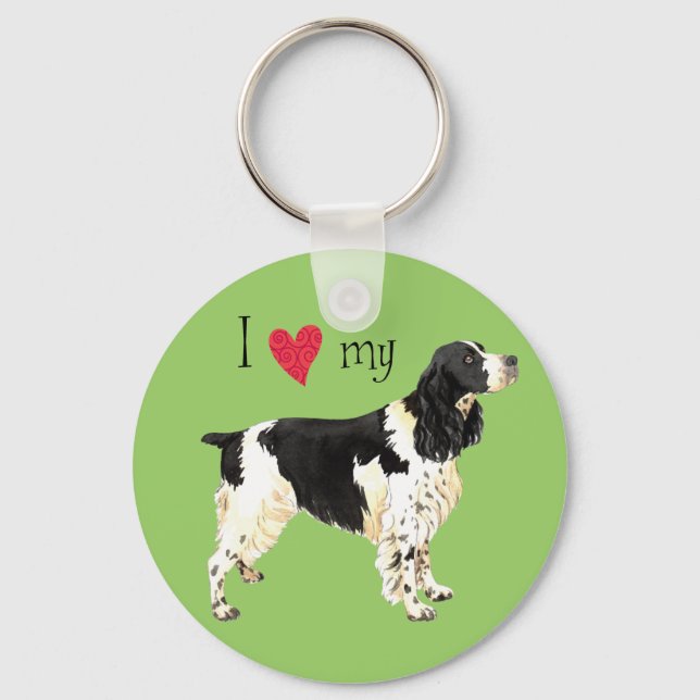 I Love my English Springer Spaniel Key Ring (Front)