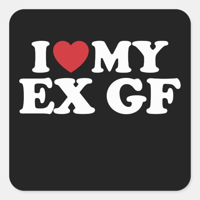 I Love My Ex Girlfriend I Heart Groovy Square Sticker (Front)