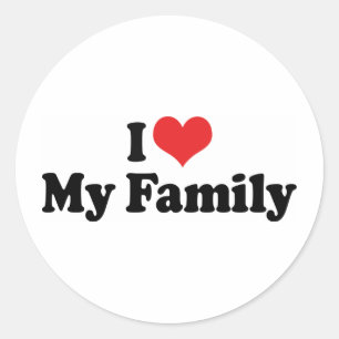 i Love My Family Classic Round Sticker