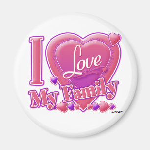 I Love My Family pink/purple - heart Magnet