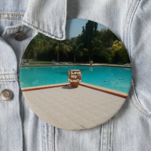 I Love My Family Poolside Art 6 Cm Round Badge