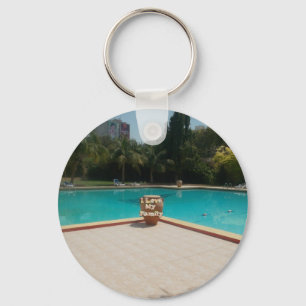 I Love My Family Poolside Art Key Ring
