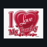 I Love My Family red - heart Postcard<br><div class="desc">I Love My Family red - heart</div>