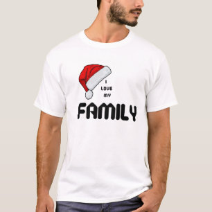 I Love My Family Trendy Christmas Santa Hat White T-Shirt