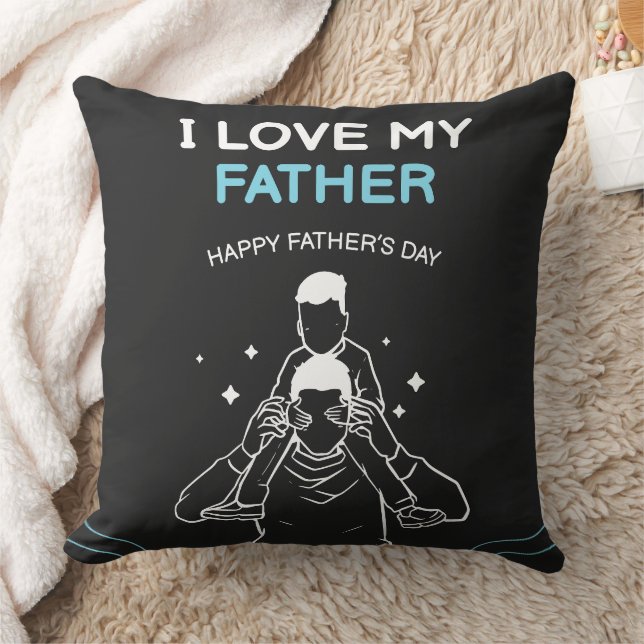 I Love My Father Shoulder Ride Sketch Cushion (Blanket)