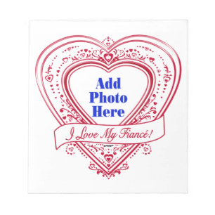 I Love My Fiancé! Photo Red Hearts Notepad