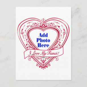 I Love My Fiancé! Photo Red Hearts Postcard