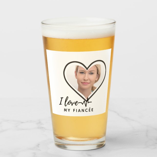 I Love My fiancée - Personalised Best Friend Cute Glass (Front Filled)