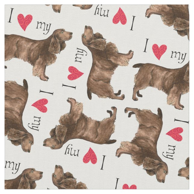 I Love my Field Spaniel Fabric (Close Up)