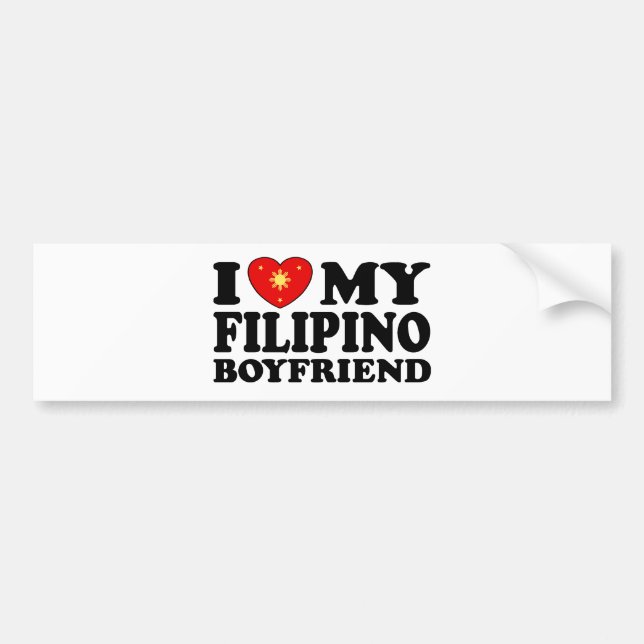 I Love My Filipino Boyfriend Bumper Sticker (Front)