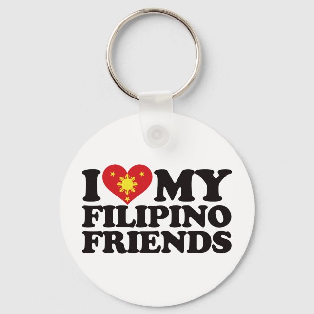 I Love My Filipino Friends Key Ring (Front)