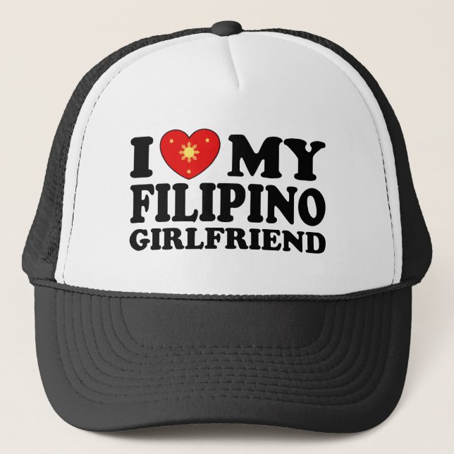 I Love My Filipino Girlfriend Trucker Hat (Front)
