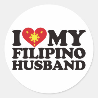 I Love My Filipino Husband Classic Round Sticker
