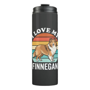 I Love My Finnegan Sheltie Retro Sunset Thermal Tumbler