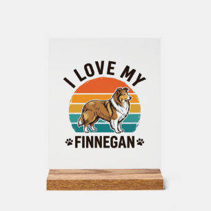 I Love My Finnegan Vintage Dog Name Shirt Design_1 Acrylic Sign