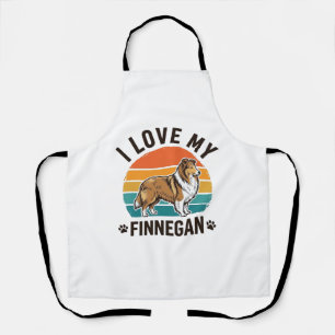 I Love My Finnegan Vintage Dog Name Shirt Design_1 Apron
