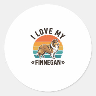 I Love My Finnegan Vintage Dog Name Shirt Design_1 Classic Round Sticker