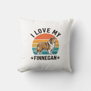 I Love My Finnegan Vintage Dog Name Shirt Design_1 Cushion