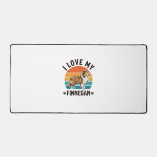 I Love My Finnegan Vintage Dog Name Shirt Design_1 Desk Mat