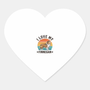 I Love My Finnegan Vintage Dog Name Shirt Design_1 Heart Sticker