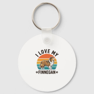 I Love My Finnegan Vintage Dog Name Shirt Design_1 Key Ring