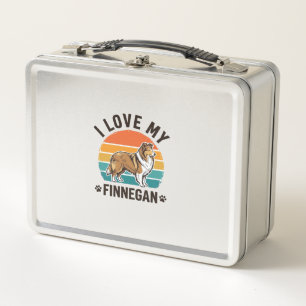 I Love My Finnegan Vintage Dog Name Shirt Design_1 Metal Lunch Box