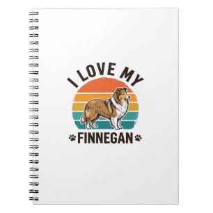 I Love My Finnegan Vintage Dog Name Shirt Design_1 Notebook