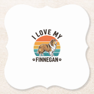 I Love My Finnegan Vintage Dog Name Shirt Design_1 Paper Coaster