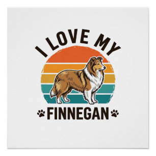 I Love My Finnegan Vintage Dog Name Shirt Design_1 Poster