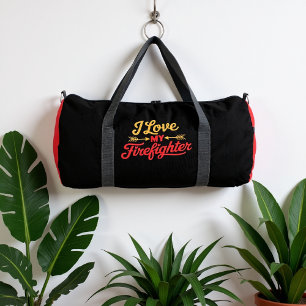 I Love My Firefighter Arrow Duffle Bag