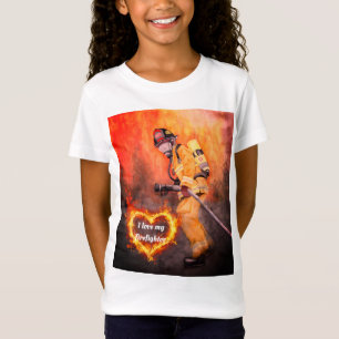 I Love My Firefighter Kid's Boys Girls T-shirt