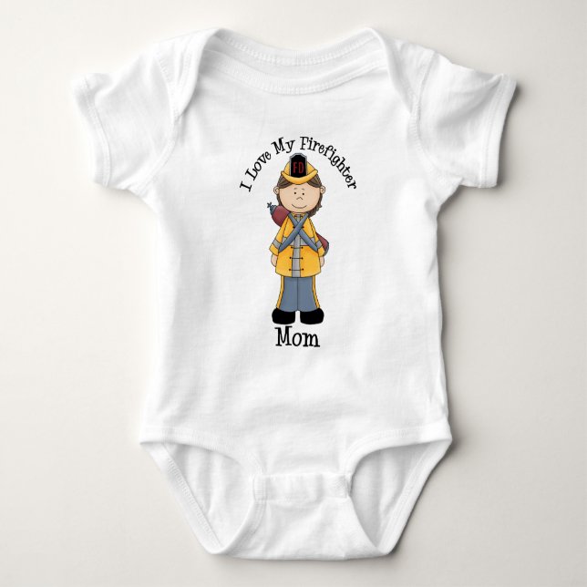 I Love My Firefighter Mum Baby Bodysuit (Front)