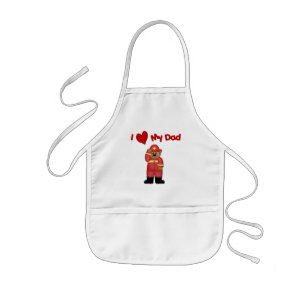 I Love My Fireman Dad Kids Apron