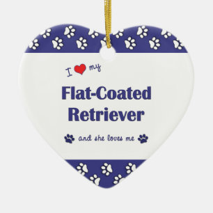 I Love My Flat-Coated Retriever (Female Dog) Ceramic Tree Decoration