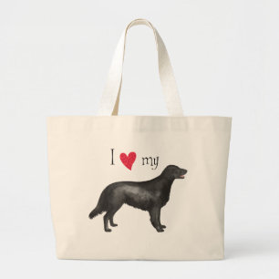 I Love my Flat-Coated Retriever Large Tote Bag