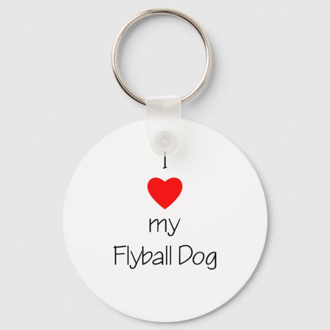 I Love My Flyball Dog Key Ring (Front)