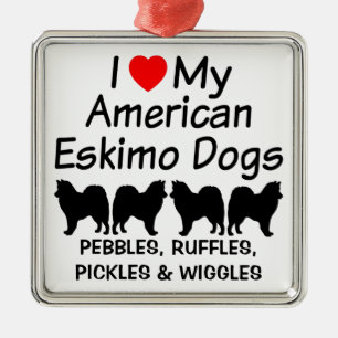 I Love My Four American Eskimo Dogs Metal Tree Decoration