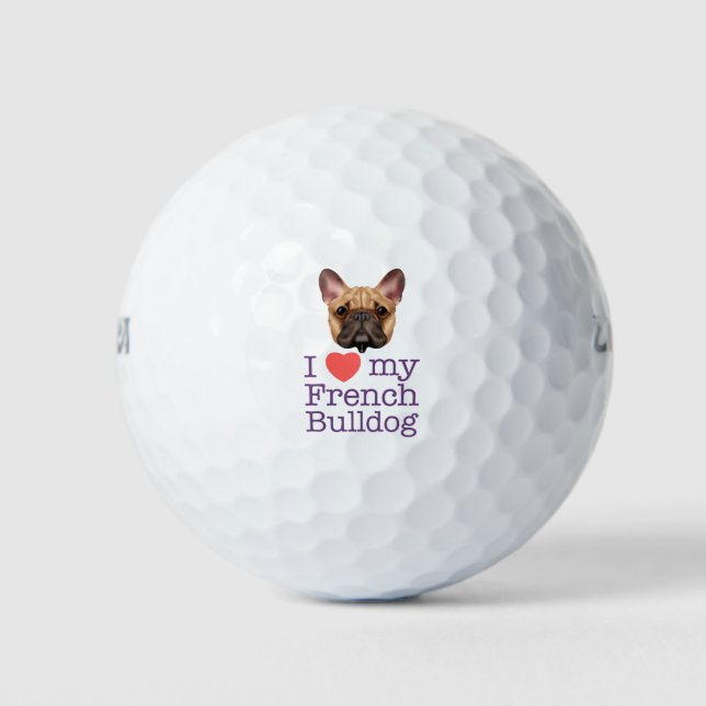 I Love My French Bulldog Golf Balls (Front)