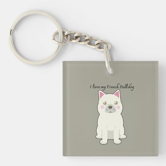 I Love my French Bulldog Key Ring (Front)