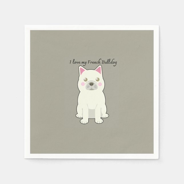 I Love my French Bulldog Napkin (Front)