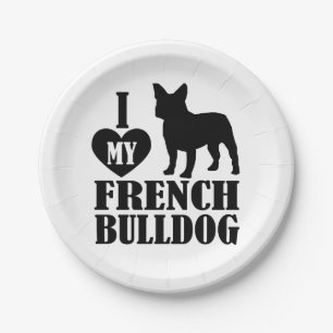 I Love My French Bulldog Paper Plate