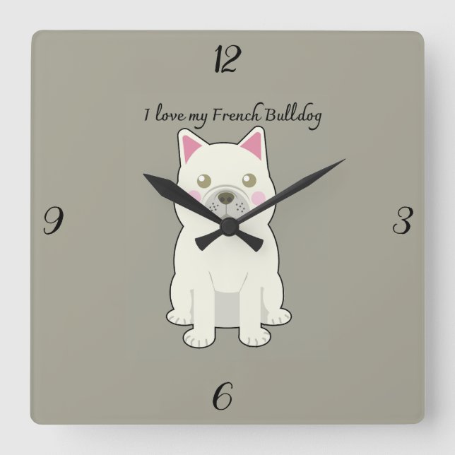 I Love my French Bulldog Square Wall Clock (Front)