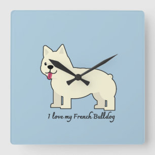 I love my French Bulldog Square Wall Clock