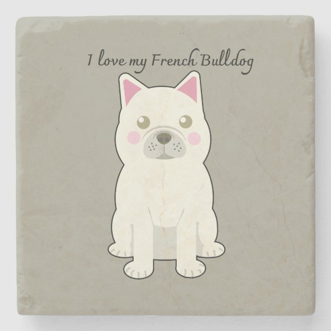 I Love my French Bulldog Stone Coaster (Front)