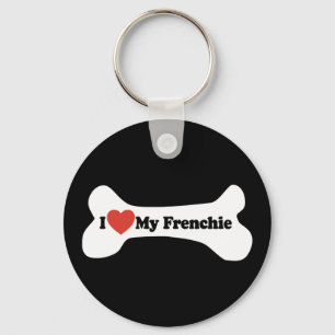I Love My Frenchie - Dog Bone Key Ring